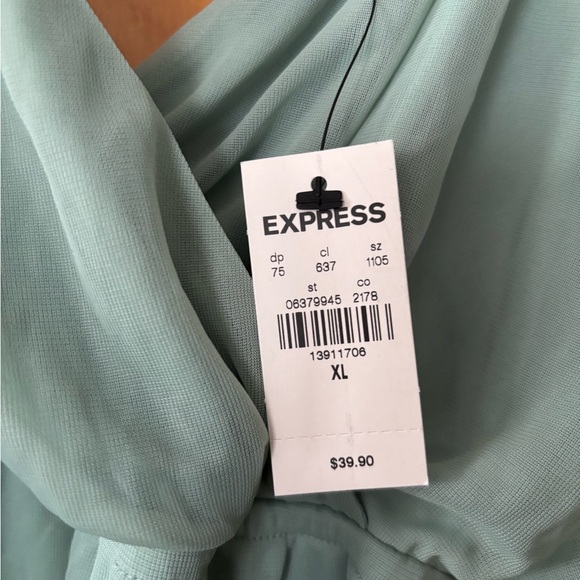 Express Light Blue Ruffle Blouse - Picture 2 of 2